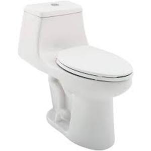 lot 5 image: Glacier Bay McClure 12 inch Rough In One-Piece 1.1 GPF1.6 GPF Dual Flush Elongated Toilet in White Seat Included  Customer Returns See Pictures