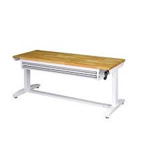 lot 24 image: Husky Tool Storage 62 in. W White Adjustable Height Work Table with 2-Drawers Customer Returns See Pictures