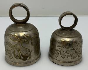 lot 1 image: Two Vintage Ornate Silver Bells