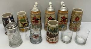 lot 14 image: Misc. Beer Steins Including Budweiser & More