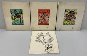 lot 51 image: Misc. Larry Volk Matted 5x7 Prints & Original Art Signed