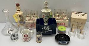 lot 77 image: Misc. Vintage Decanters, Seagrams Glasses & More