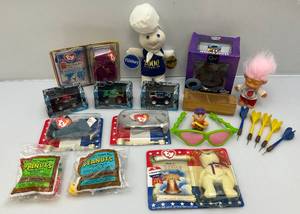 lot 84 image: Misc. Vintage Toys Including Pillsbury Doughboy, Miniature Die Cast Monster Truck (NIP) & More