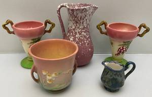 lot 92 image: Misc. Vintage Pottery Pieces Including Dickota, Hull Tokay, Roseville And More