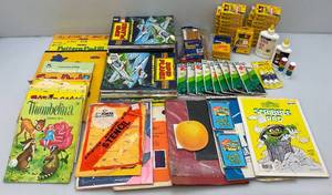 lot 95 image: HUGE Lot Of Misc. School Supplies, Vintage Coloring Books & More