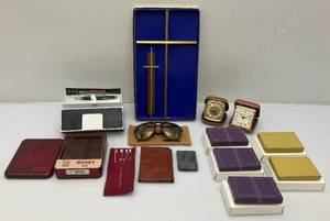 lot 117 image: Misc. Vintage Items Including Travel Clocks, Cross Pen, Crosses & More