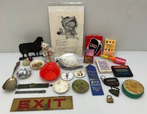 lot 124 image: Misc. Vintage Collectibles Including Brass Exit Sign And More