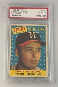 lot 127 image: PSA Graded 1958 Topps EDDIE MATHEWS All Star  Graded Good 2