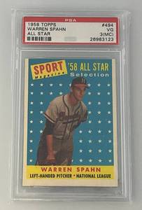 PSA Graded 1958 Topps WARREN SPAHN All Star  Graded Very Good 3 (MC)