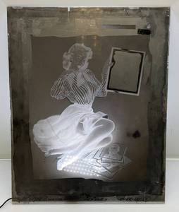 lot 139 image: 1957 Glass Negative With Waiting For You  Pin-Up Girl 16 x 20