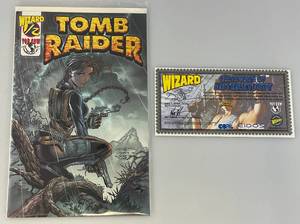 lot 208 image: # 12 Tomb Raider Wizard Comic Book With COA (Bagged & Carded)