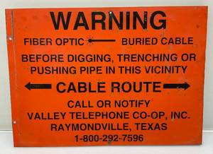 lot 236 image: Vintage Warning Fiber Optic Sign 10 x 14