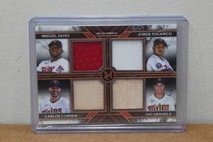 lot 74 image: 2022 Topps Minnesota Twins Quad Relic Baseball Card - SanoPolancoUrshelaCorrea
