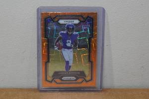 lot 77 image: 2023 Panini Prizm Jordan Addison Refractor Rookie Football Card