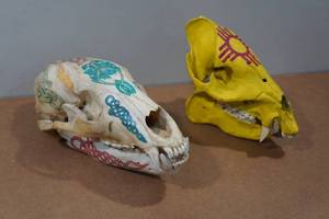 lot 181 image: 2 Hand Painted Animal Skulls