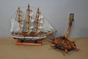 lot 191 image: Model Sailing Ship with Nautical Table Lamp