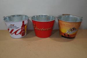 lot 196 image: 3 Galvanized Beer Buckets