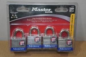 lot 240 image: Master Lock 4-Pack Steel Locks