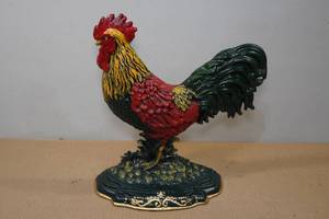 lot 255 image: Vintage Cast Iron Rooster Door Stop