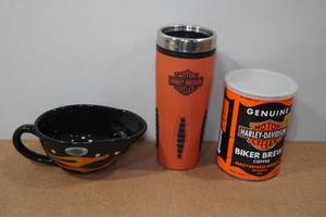 lot 269 image: Harley Davidson Mugs and Coffee Can