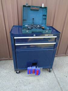 Craftsman lower cabinet & Bosch hammer drill. Works. As shown.