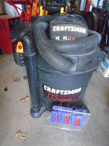 lot 124 image: Craftsman 16 gal wetdry vac. Tested & works. As shown.