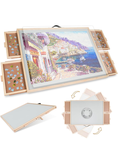 lot 232 image: Brand New ALL4JIG 2000 Pieces 2-in-1 Tilting & Rotating Puzzle Board for Adults Gifts, Wooden Jigsaw Puzzle Table with 4 Drawers, 28.5 x 40.1 Portable Board with Lazy Susan and Cover Retail $95.99