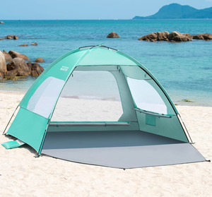 lot 258 image: Brand New OutdoorMaster Beach Tent for 34 Person - Easy Setup Sun Shade Shelter, Portable Beach Shade Sun Canopy with UPF 50 UV Protection, Removable Skylight Family Size Retail $46.99