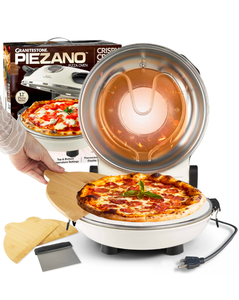 lot 263 image: Used Like New PIEZANO Crispy Crust Pizza Oven by Granitestone 12 Inch Electric Pizza Oven Indoor Countertop Maker with Ceramic Stone Heats up to 800F for Delicious Stone Baked Pizzeria Style Pizza at Home Retail $129.99