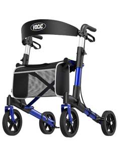lot 270 image: Brand New Walkers for Seniors, Foldable Walker with Seat, Rollator Walker with Durable Aluminum, 8 Big Wheels for All Terrain, Ergonomic Seat and Backrest, Dual Adjustable Height Rolling Walker Passion Blue $89.99