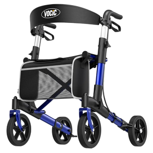 lot 275 image: Brand New Walkers for Seniors, Foldable Walker with Seat, Rollator Walker with Durable Aluminum, 8 Big Wheels for All Terrain, Ergonomic Seat and Backrest, Dual Adjustable Height Rolling Walker Passion Blue $89.99