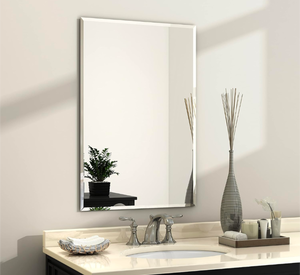 lot 229 image: Brand New Kohros Bathroom Mirror Beveled Polished Frameless Wall Mirror 24x35 Retail $89.99
