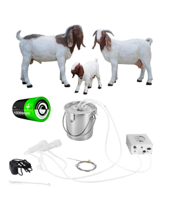 lot 203 image: Brand New 7L Goat Electric Milking Machine, Automatic Rechargeable Battery Powered Pulsation Vacuum Pump with 2 Teat Cups Stainless Steel Bucket for Goat Retail $169.99