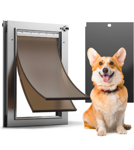 lot 209 image: Brand New Vosoir Dog Door All Aluminum Medium, Doggy Doggie Cat Door, Heavy Duty Pet Door for Install in Interior Exterior Doors or Wall, 2 Magnetic Flaps, Energy Efficient, Closing Panel for Pets Up to 45Lb Retail $65.99
