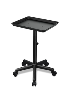 lot 212 image: Brand New Premium Aluminum Salon Tray with Adjustable Five Foot Base with Whels Salon Beauty Dental Tool Tray Black Retail $47.99