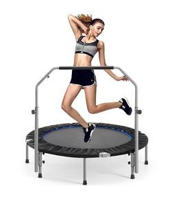 lot 260 image: Brand New Anwick Trampoline, Portable Foldable Trampoline in-Home Mini Rebounder with Adjustable Handle, Exercise Trampoline for Adults, 40 Max Load 330lbs Retail $99.99