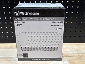 lot 55 image: 12 Pack 100 Watt Soft White Light Bulbs