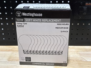 lot 56 image: 12 Pack 100 Watt Soft White Light