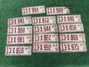 lot 94 image: 1966 Nebraska License Plates