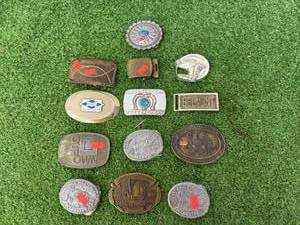 lot 128 image: Belt Buckles - ND Centennial, Hesston NFR