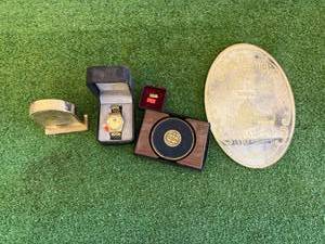 lot 132 image: Amoco Watch, Clock & Coasters & Jack Daniels Mirror