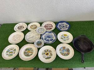 lot 138 image: Cast Iron Pan & Collectible Plates
