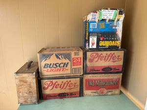 lot 161 image: Cardboard Beer Boxes Full of Empty Bottles