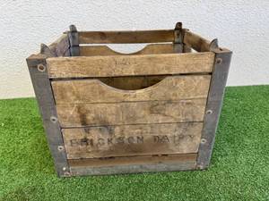 Antique Wood & Metal Erickson Dairy Tote