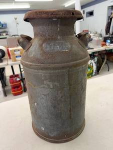 lot 207 image: Cream Can with Plate - Arvilla ND, Lakeville MN