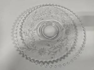 lot 47 image: Candlewick Imperial Glass Floral Etched Round Serving Tray