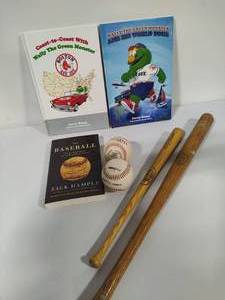 lot 58 image: Baseball Books, Balls & Mini Bats