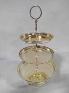 lot 78 image: Three-Tier Silver Tone Serving Tray