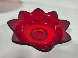 lot 96 image: Fenton Ruby Red Amberina Lotus Flower Dish