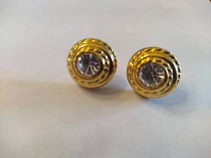 lot 111 image: Swarovski Gold Tone & Rhinestone Earrings